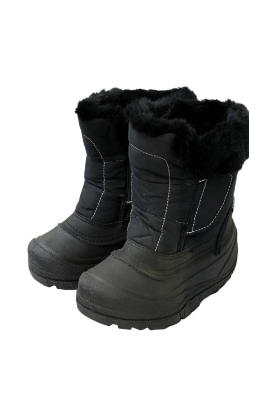 Black InsulatedMid-Calf Winter Snow Boots-Faux Fur Lined