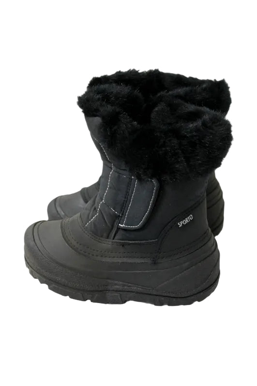 Black InsulatedMid-Calf Winter Snow Boots-Faux Fur Lined