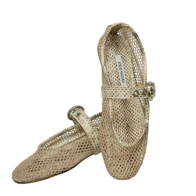 Women’s Mesh Mary Jane Flats – Beige/Tan