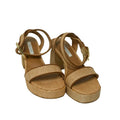 Women’s Raffia Platform Espadrille Sandals – Natural Tan | Ankle Strap Wedge