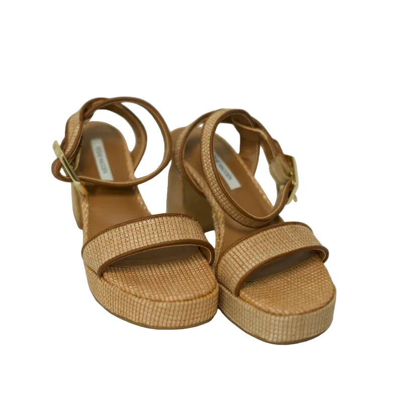 Women’s Raffia Platform Espadrille Sandals – Natural Tan | Ankle Strap Wedge