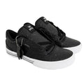 Mens Black Textured Low-Top Sneakers – White Sole
