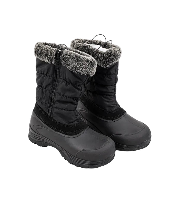 Women's Black Faux Fur-Side Zip