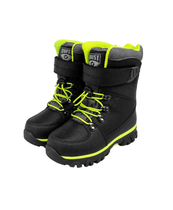 Boys Black & Neon Green Snow Boots