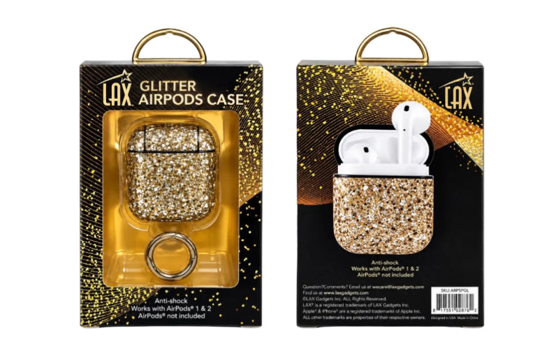 Glitter AirPods Case – Gold Sparkle with Key Ring