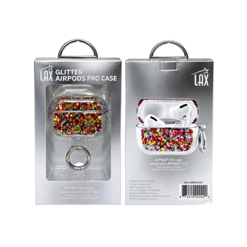 Glitter AirPods Pro Case – Multicolor Confetti with Key Ring