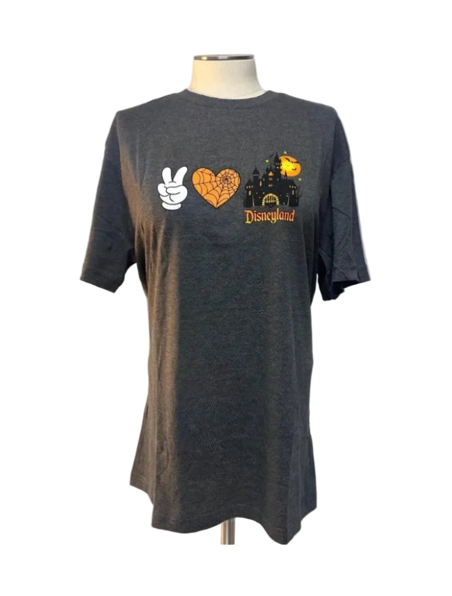 Halloween Mickey Love Graphic T-Shirt – Charcoal Gray