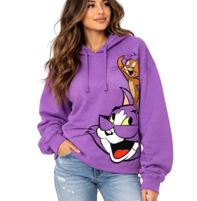 Purple Graphic Pullover Hoodie