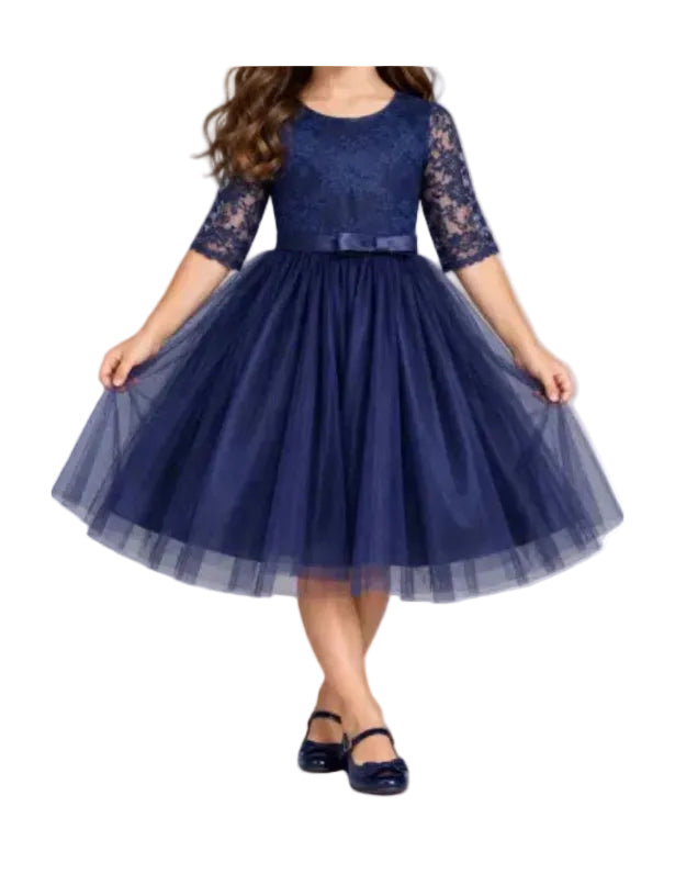 Girls’ Navy Blue Lace & Tulle Special Occasion Dress