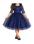 Girls’ Navy Blue Lace & Tulle Special Occasion Dress