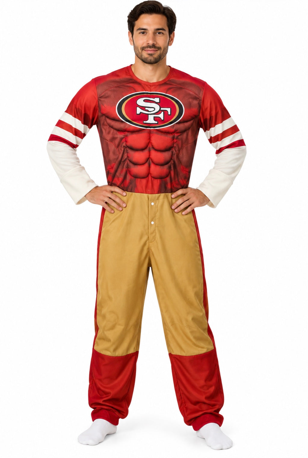 San Francisco 49ers Muscle Football One Piece Costume-Red/Gold