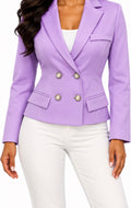 Lavender Double Breasted Pearl Button Blazer