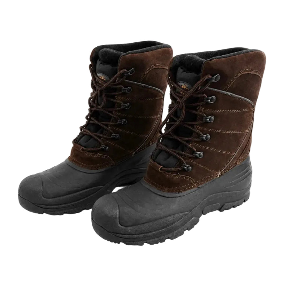 Mens Brown & Black  Lace-Up Winter Snow Boots - Rugged Outdoor Style