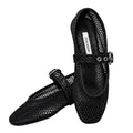 Women’s Mesh Mary Jane Flats – Black