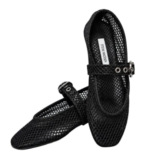 Women’s Mesh Mary Jane Flats – Black