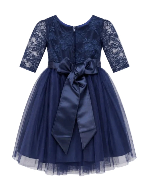Girls’ Navy Blue Lace & Tulle Special Occasion Dress